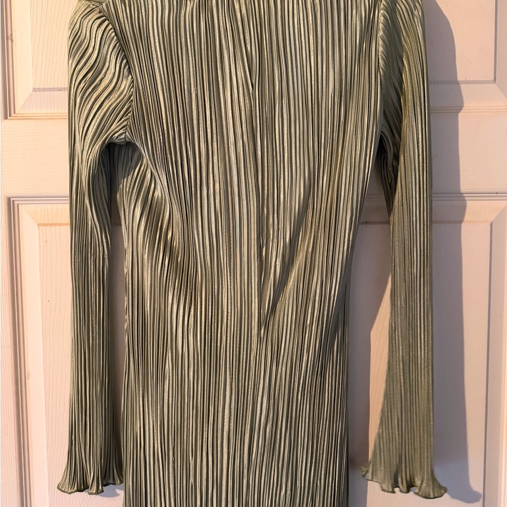 Fortunate One Olive Pleated Wrap Mini Dress | Size S | NWT - Picture 3 of 4